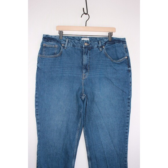 Good American Women Jeans Blue Denim Straight High Rise Medium Wash Size 18 Plus - Picture 4 of 9